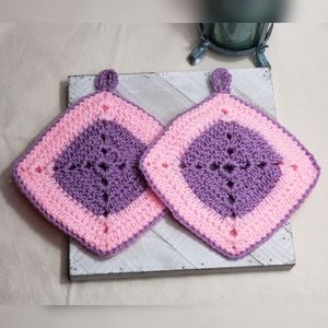 Handmade Pot Holders Purple Pink NWT